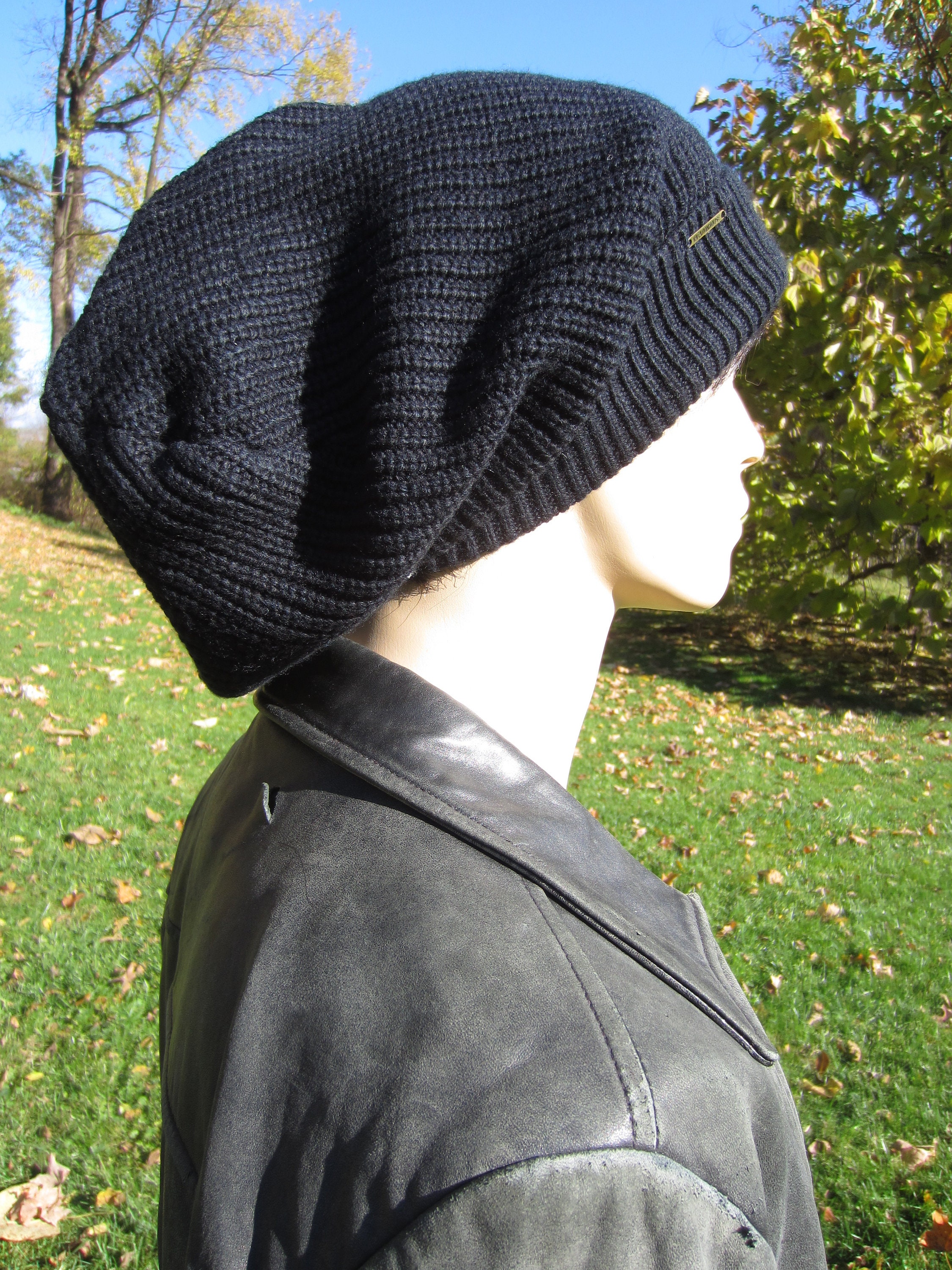 Black Men's Knit Solid Black 