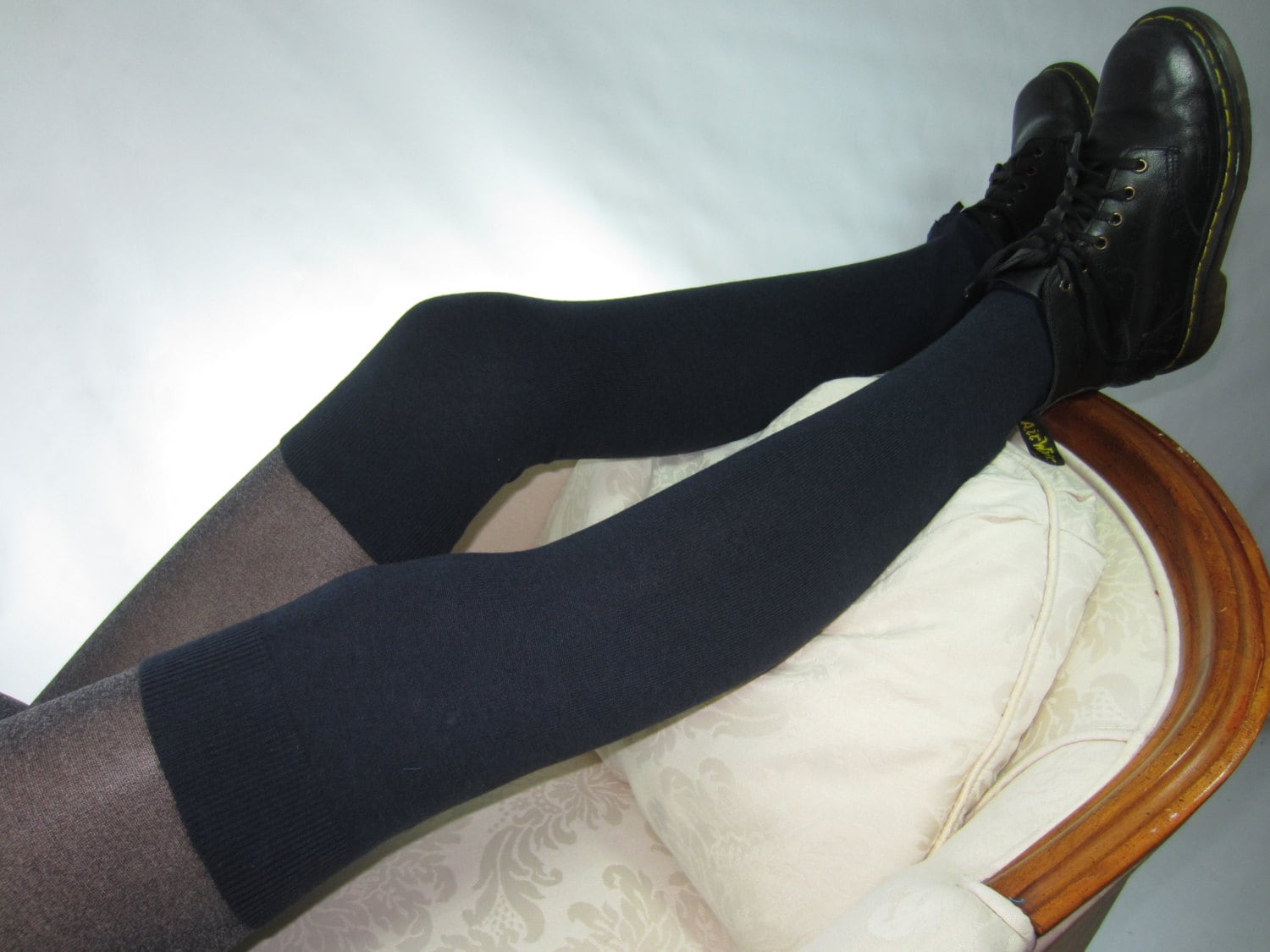Navy Blue Thigh High Boot Socks Over 