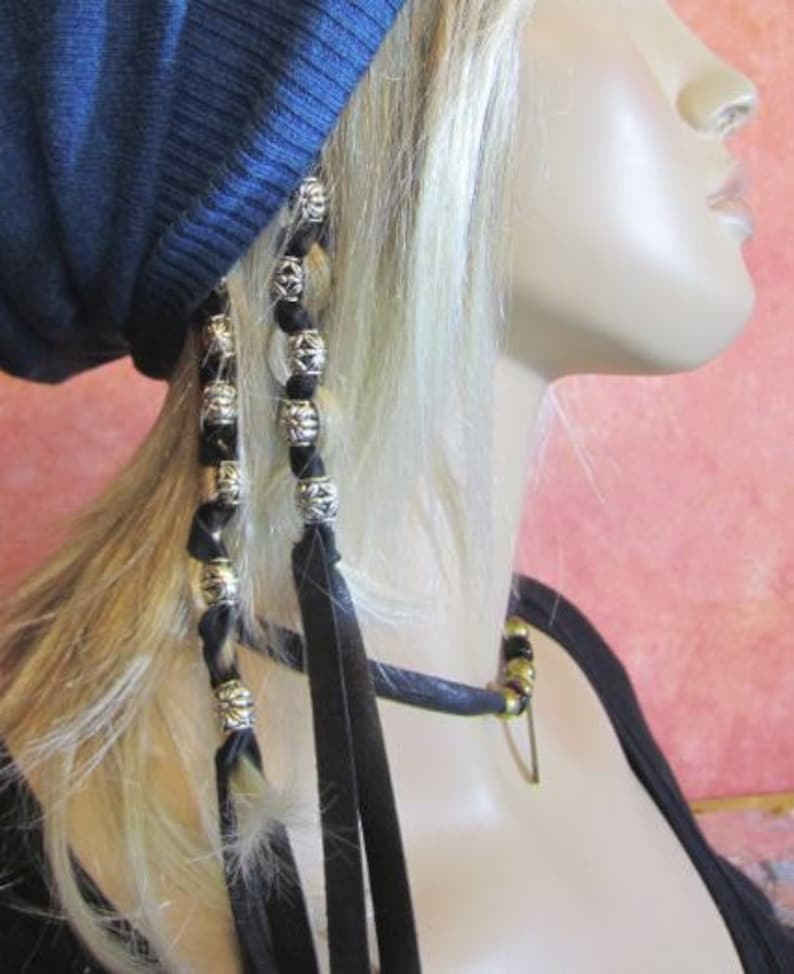 Leather Bead Hair Extensions Ponytail Holders Floral Metal Etsy