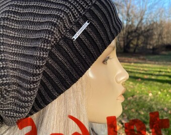 帽子 CALME loose fit beanie charcoal Post Apocalyptic Clothing Oversized Slouch Dread Tam Hat Black