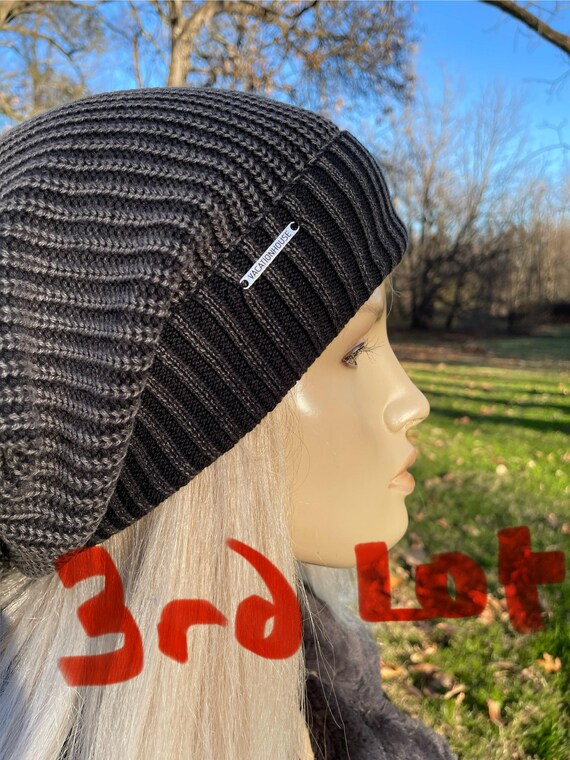 帽子 CALME loose fit beanie charcoal Post Apocalyptic Clothing Oversized Slouch Dread Tam Hat Black