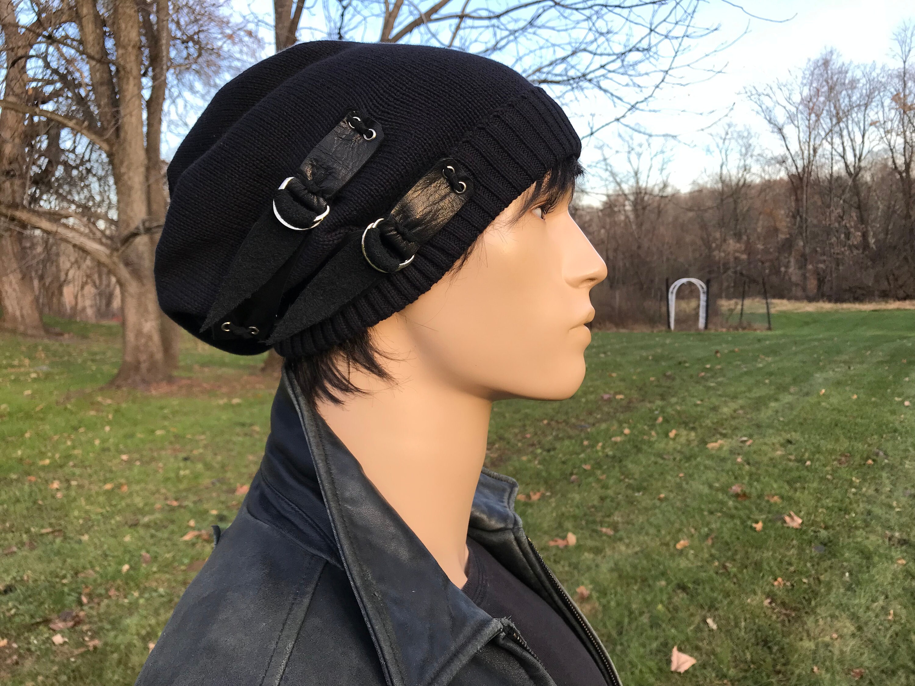 Men's Hats Streetwear Clothing Slouchy Beanie Hat Black