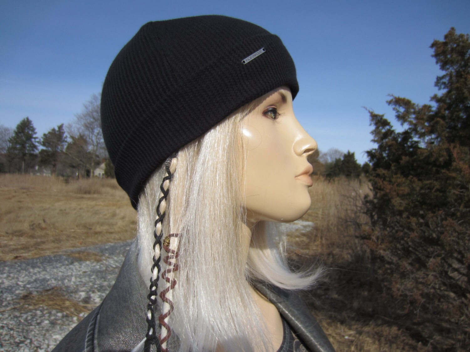 帽子 PROFESSIONAL KNIT CAP (BLACK) Skullcap Black Thermal Knit Top Beanie Hat Cotton Lightweight