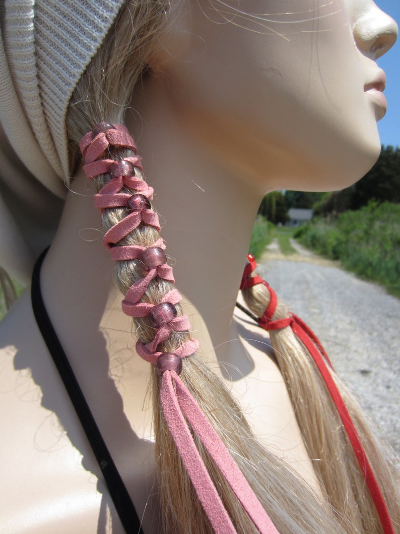 Leather Hair Wraps Ponytail Holders Beaded Hair Accessories Etsy