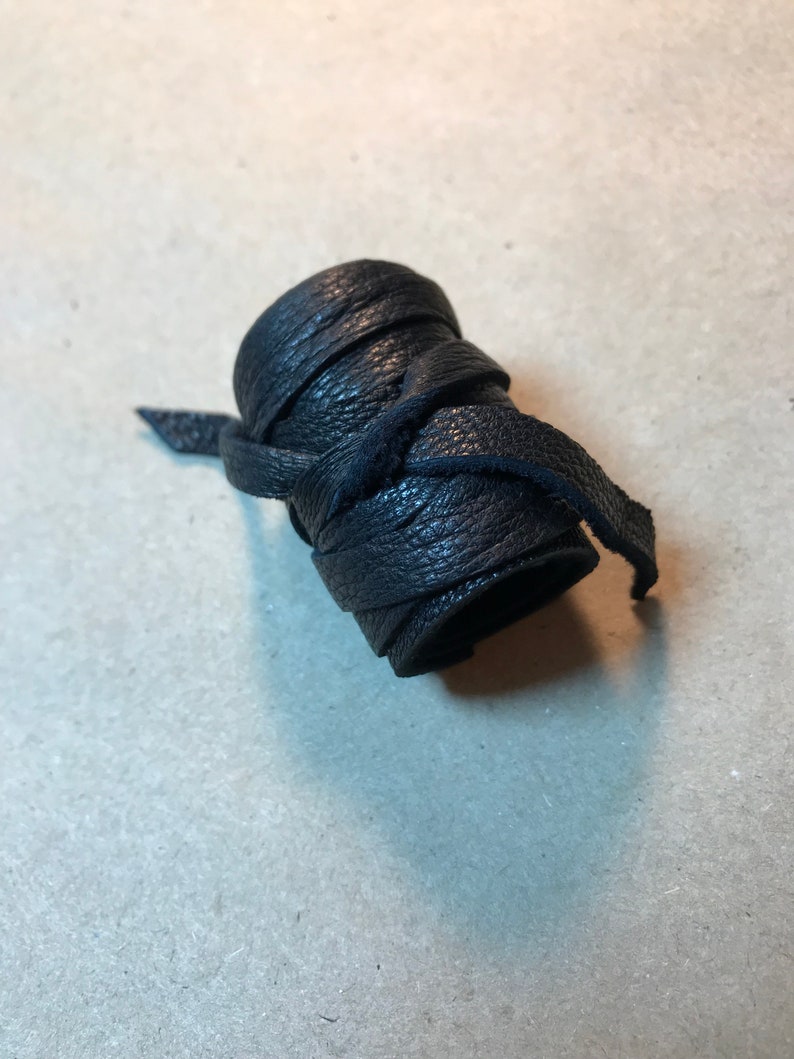Men's Viking Hair Wrap Warrior Style Ponytail Holder Women Tie Black Leather Cuff Jewelry Rennaissance Fair Bohemian Hairband Z1010 Z1055 image 2