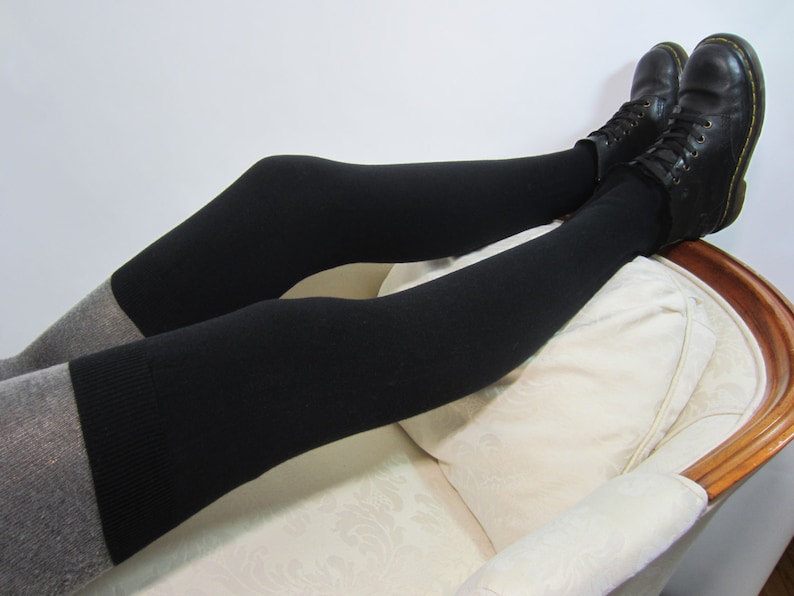 Black Merino Wool Thigh High Socks Over the Knee Socks Knit Etsy