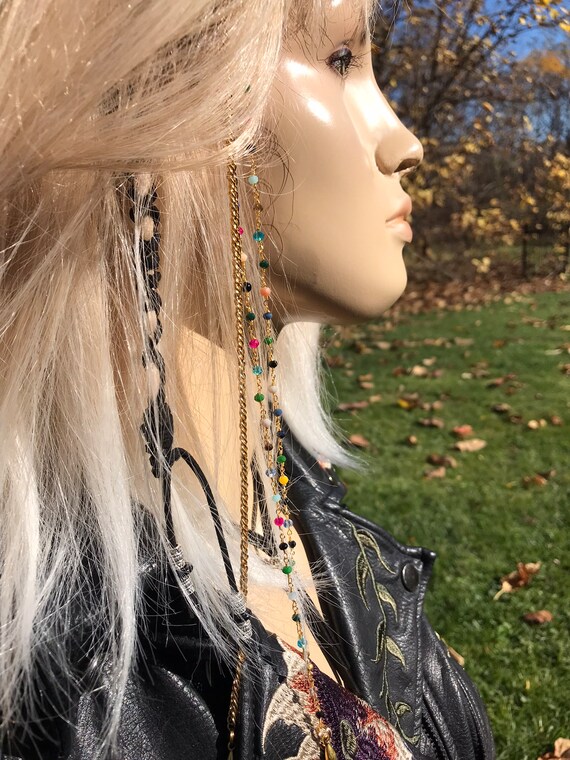 Beaded Gold Chain Hair Wrap Clip Braid in Hair Styles
