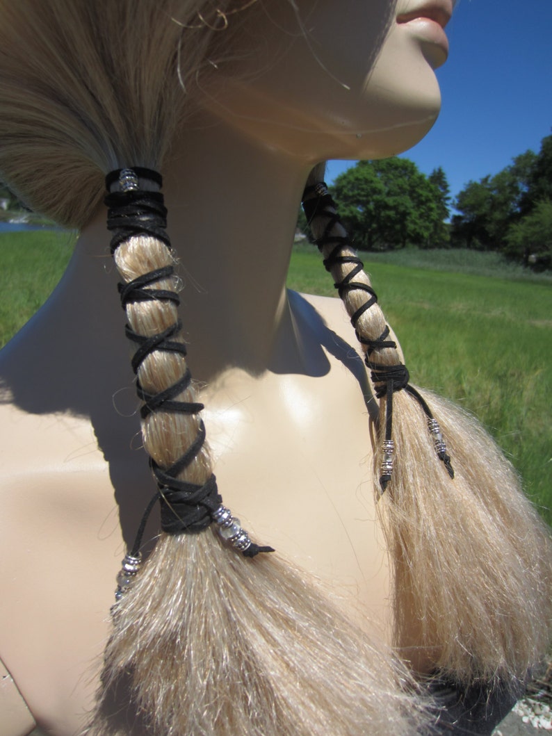 Bead Hair Tie Ponytail Holders Leather Hair Wraps Braid Hair Etsy