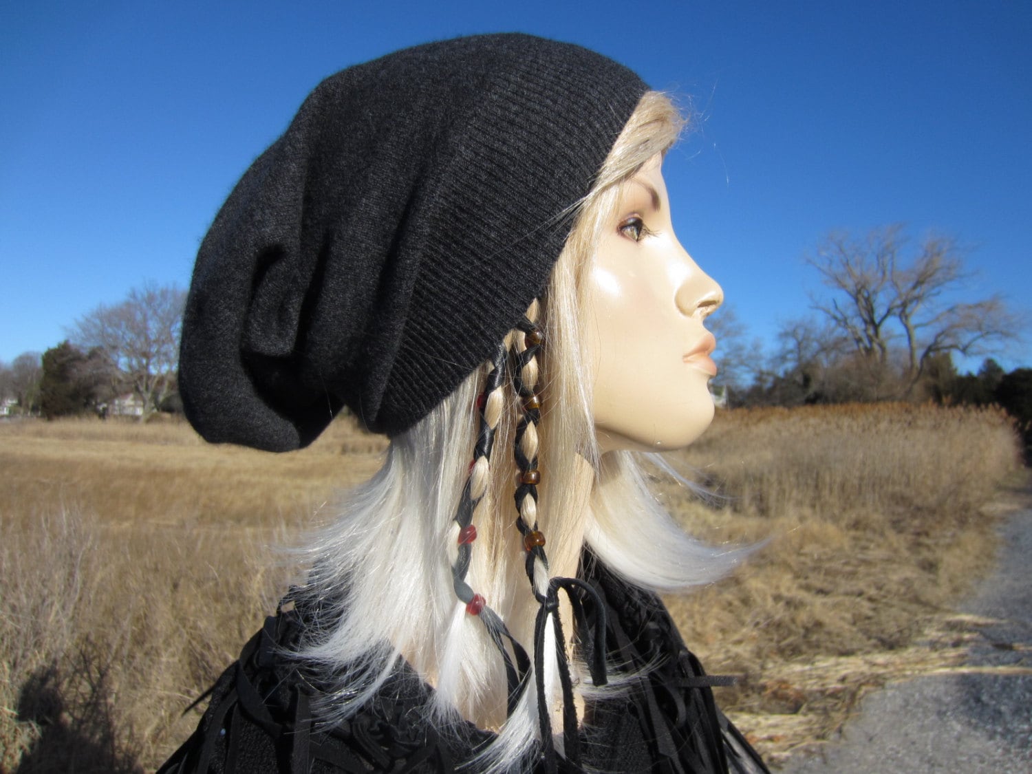 100% Pure Cashmere Slouchy Beanie Hat 