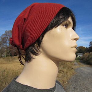 Rust Orange Cotton Slouchy Knit Hat Beanie Lightweight Mens Beret A977