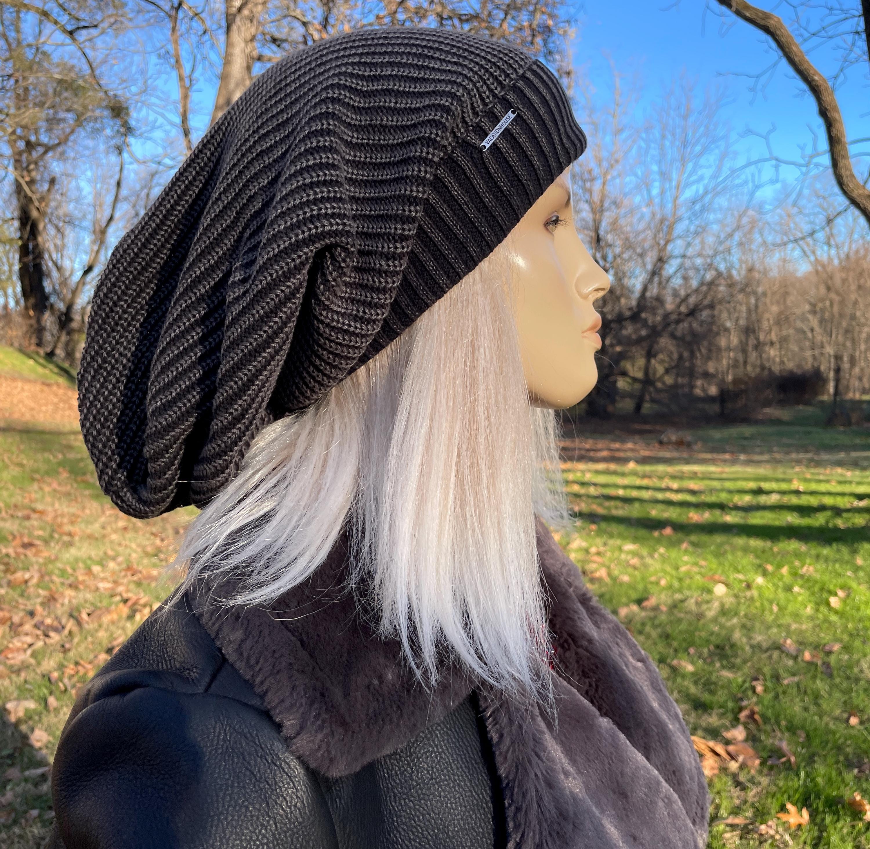Post Apocalyptic Clothing Oversized Slouch Tam Hat Black, Charcoal