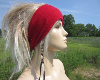 Black Cashmere WIDE Headband Tube Hats Head Warmer Red 100% Cashmere Hair Band A1122