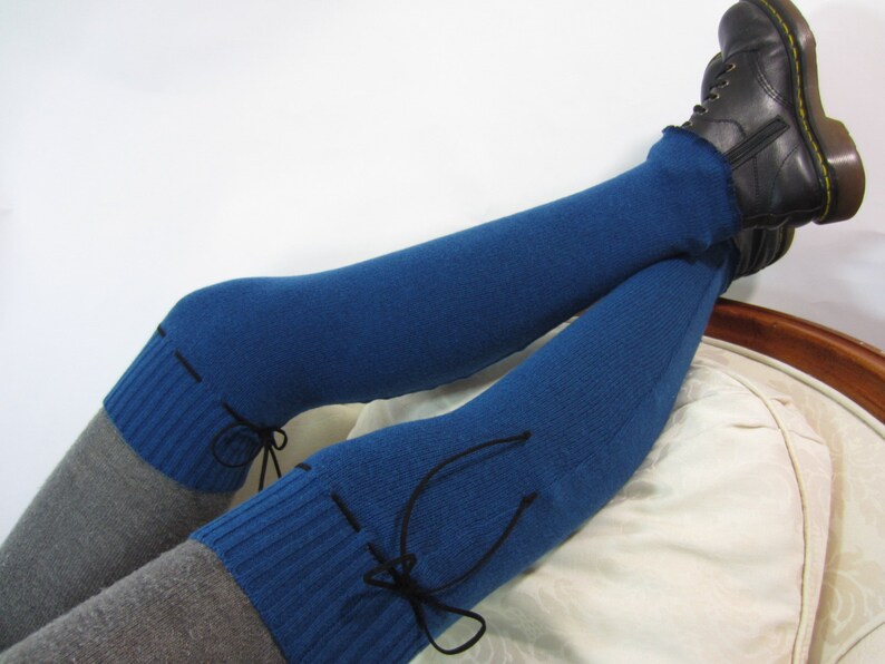 Wool Thigh High Socks Leg Warmers Teal Blue Extra Fine Merino Etsy