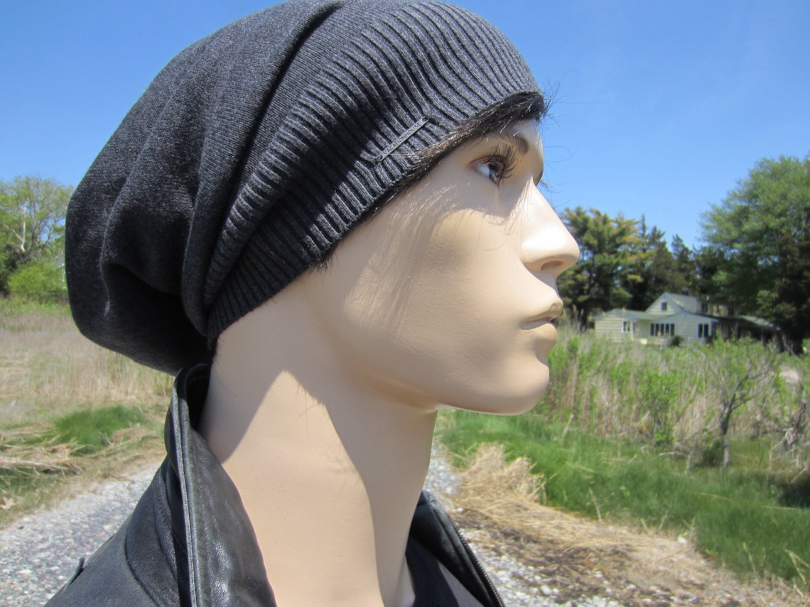 Gray Slouchy Beanies Men Slouch Tams Lightweight Cotton Knit Etsy
