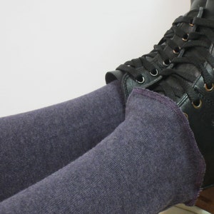 Purple Thigh High Leg Warmers Women's Knit Over the Knee Socks Plum Cotton Blend A1405 image 4