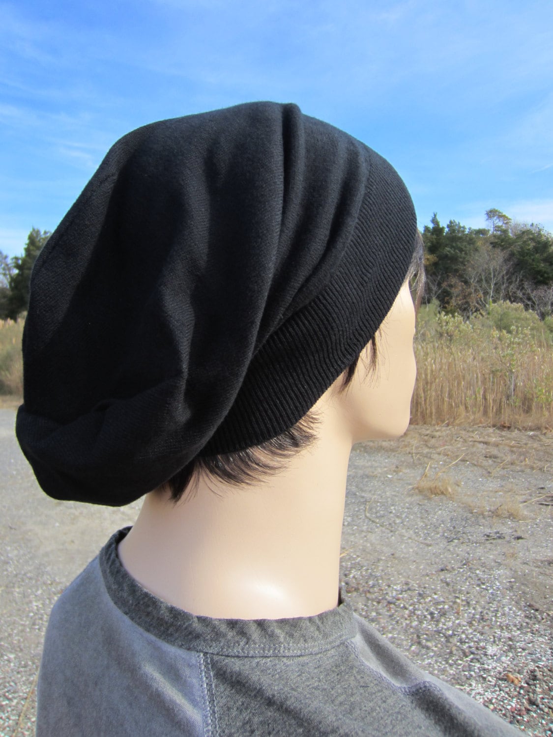 Black Slouchy Beanies Men Slouch Beanie Tams Lightweight Etsy
