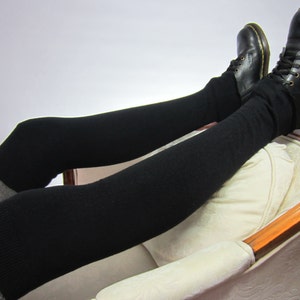Black Thigh Highs Over the Knee Socks Plus size Extra Large Women's Leg Warmers Cotton Knit Boot Socks A1148