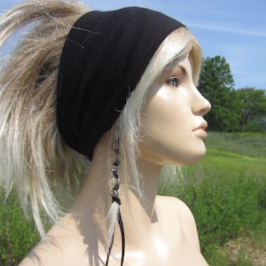 WIDE Black Headband Hair band Head Warmer Cotton Men&#39;s women&#39;s  Tube Hat A1392