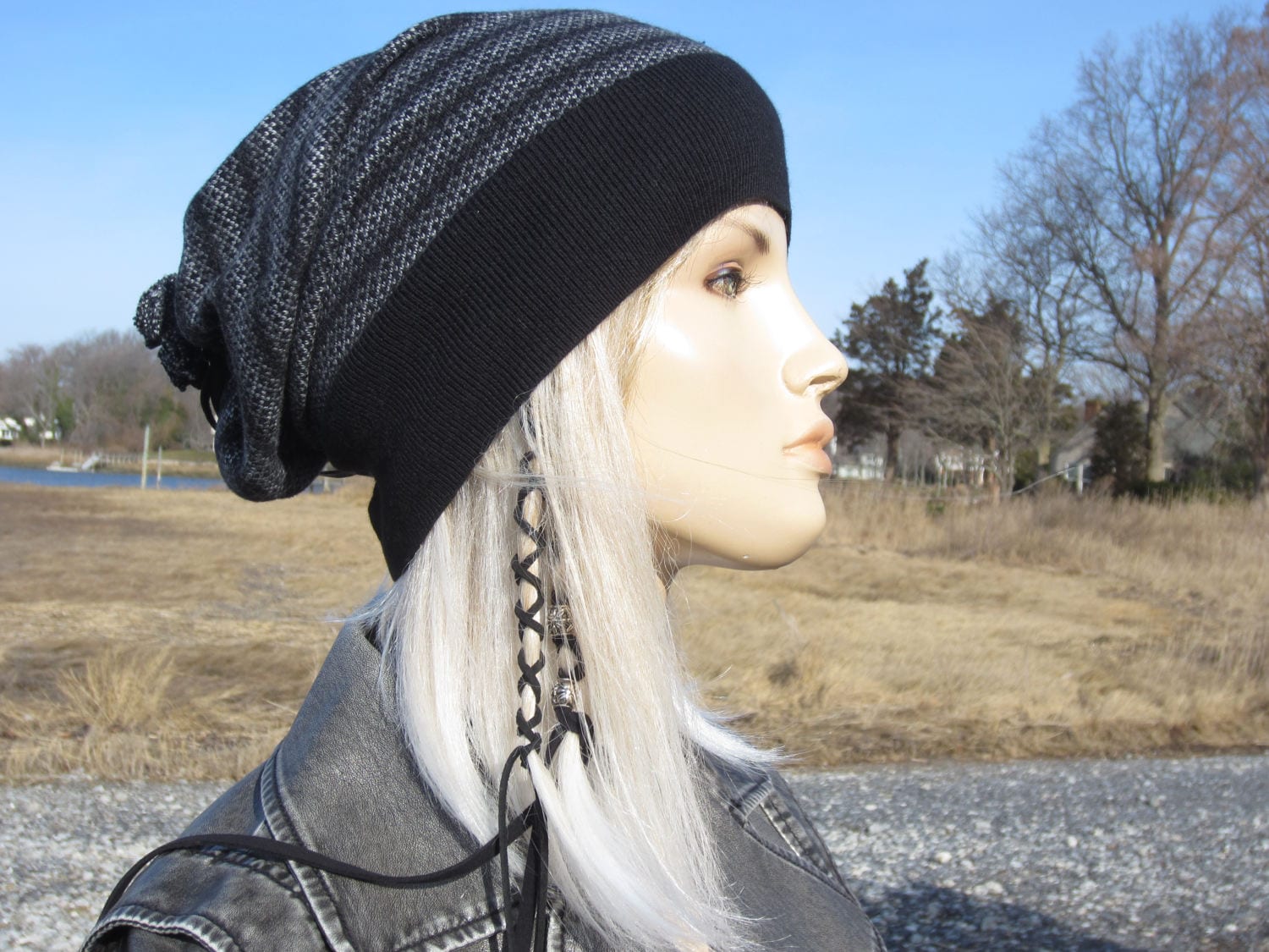 Boheme Goods Striped Knit Toque Circus Stripe Knit Beanie Winter Cuff Hat Stretchy Unisex  main image 4