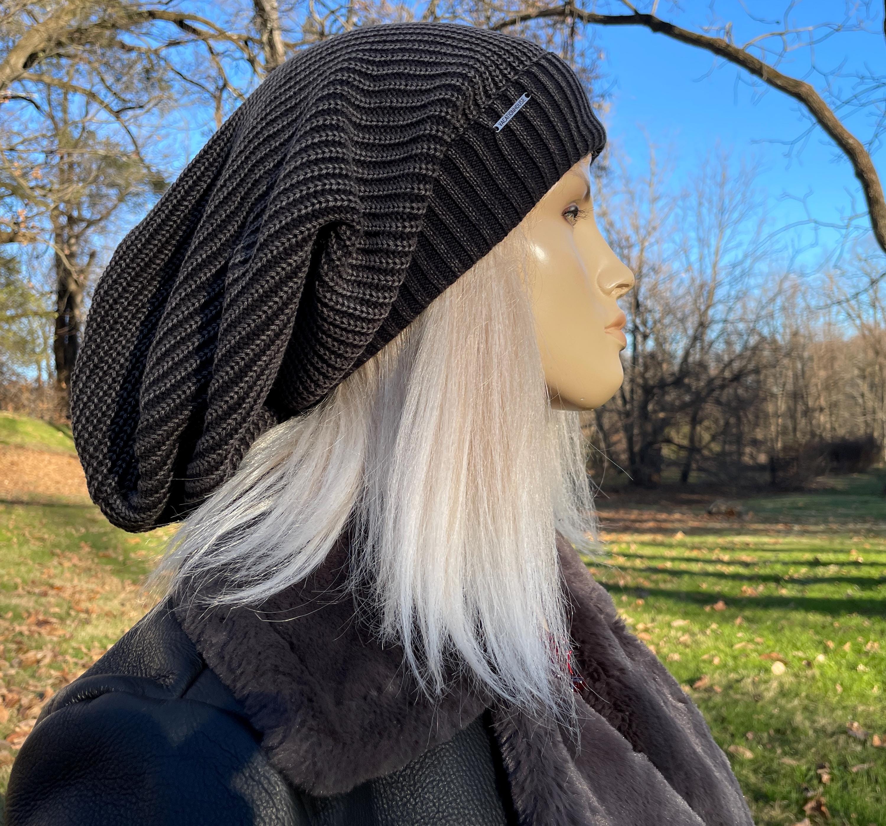 Post Apocalyptic Clothing Oversized Slouch Tam Hat Black, Charcoal
