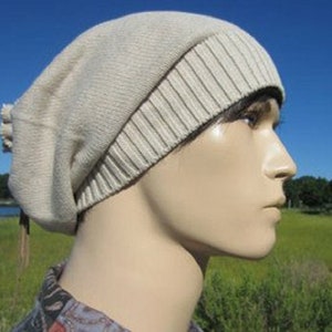 Tan Light Brown Winter Hat Men&#39;s Slouchy Beanie Thick Knit Slouch Tam Warm Winter Hats A1281