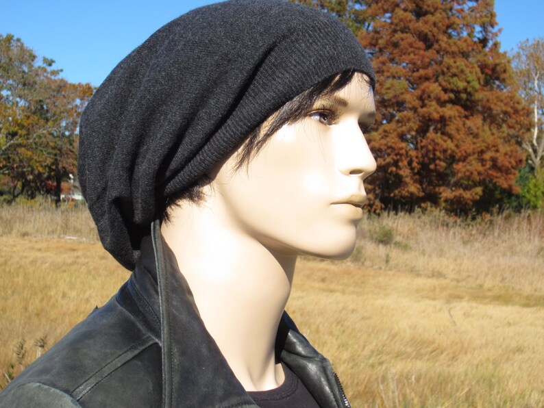 Citizen Cashmere Men's Slouchy Beanie - 100% Cashmere Winter Hat, Hand-Knitted, One Size