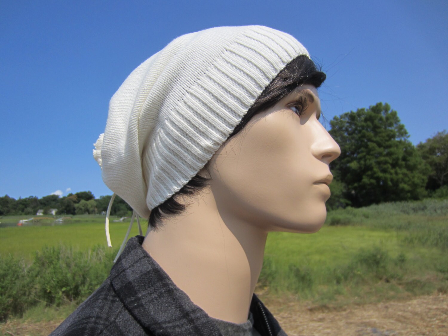 Men's Tie Back Slouchy Beanie Hat 
