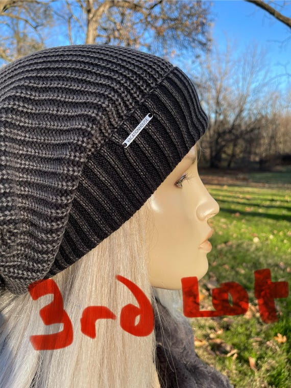 Extra Long Tam Thick Slouch Hat Black or Acid Washed Extra Long