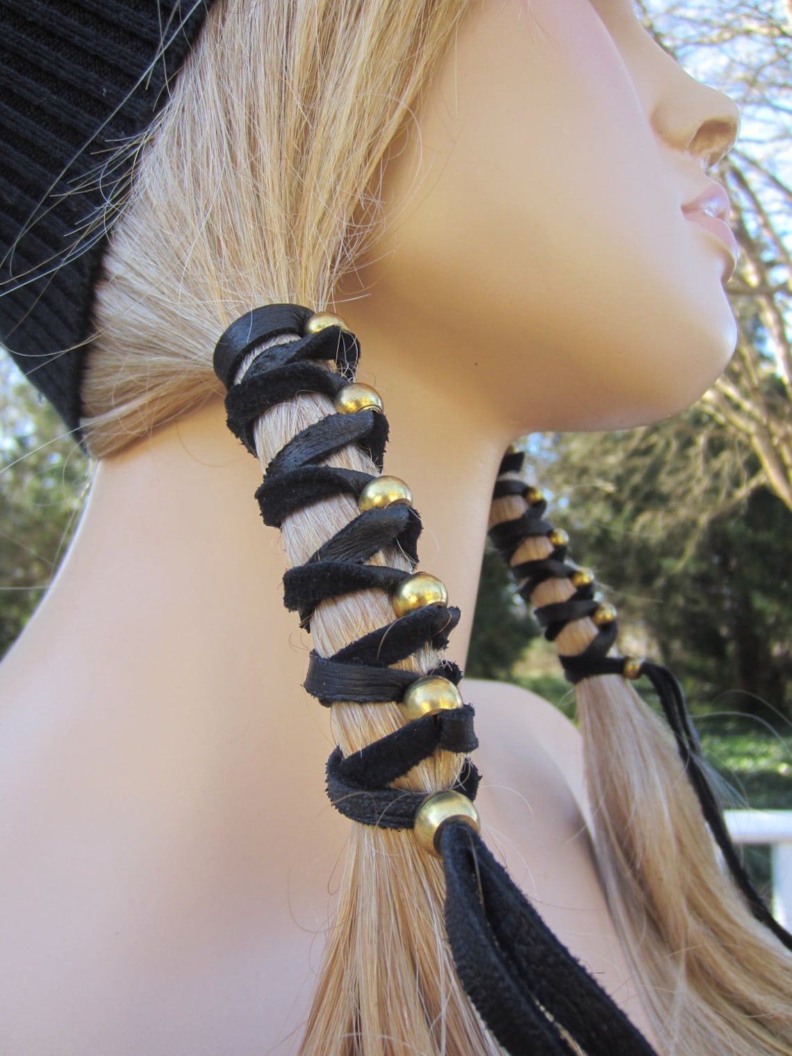 Leather Pigtail Hair Wraps