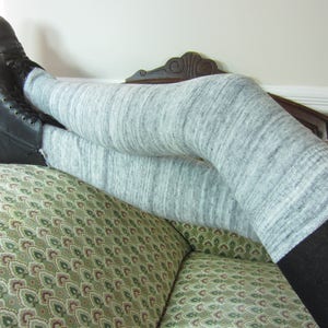Women&#39;s Leg Warmers Over the Knee Thigh High Socks Black White Stripe Knit Footless Cotton Boot Sock A1691