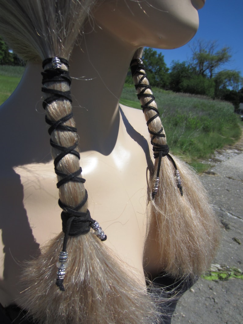 Beaded Braid Hair Wraps Leather Accessories Ponytail Holders Etsy