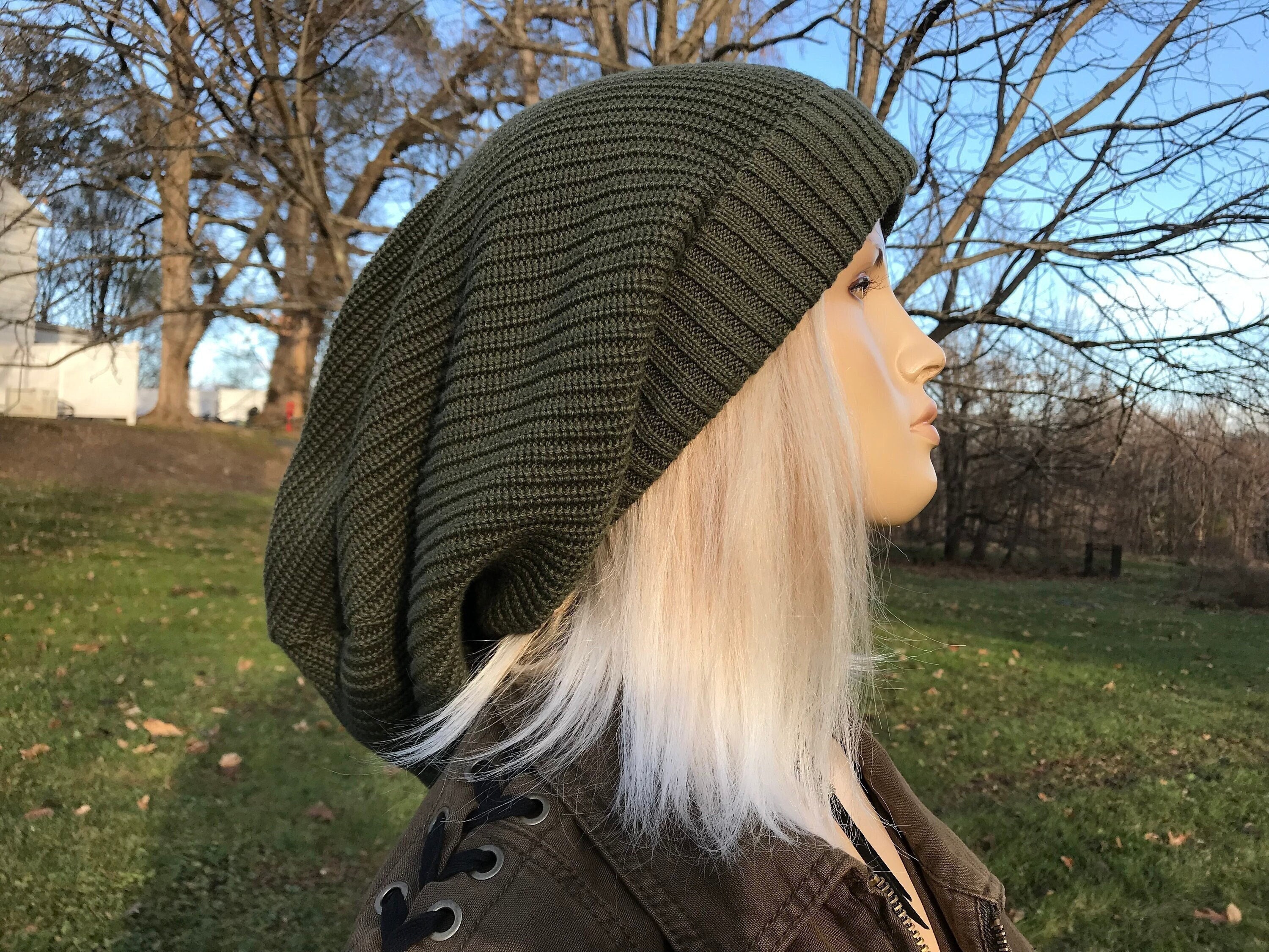 Knit Hat Cotton Big Baggy Tam Oversize 