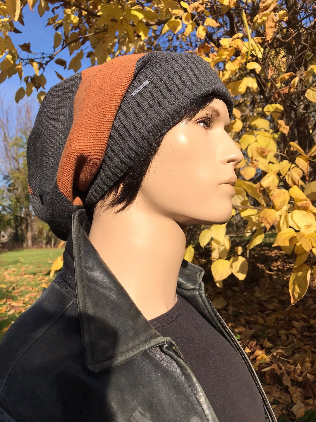 Men's Winter Hats Cotton Slouchy Tam Long Back Hat Mustard Etsy