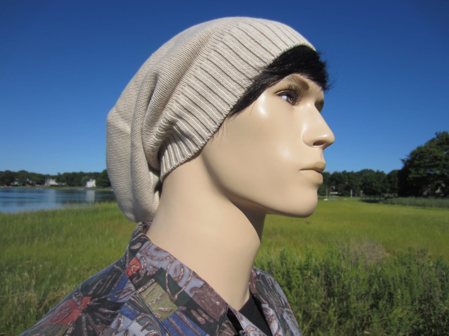 Winter Hat Men's Slouchy Beanie Tan 