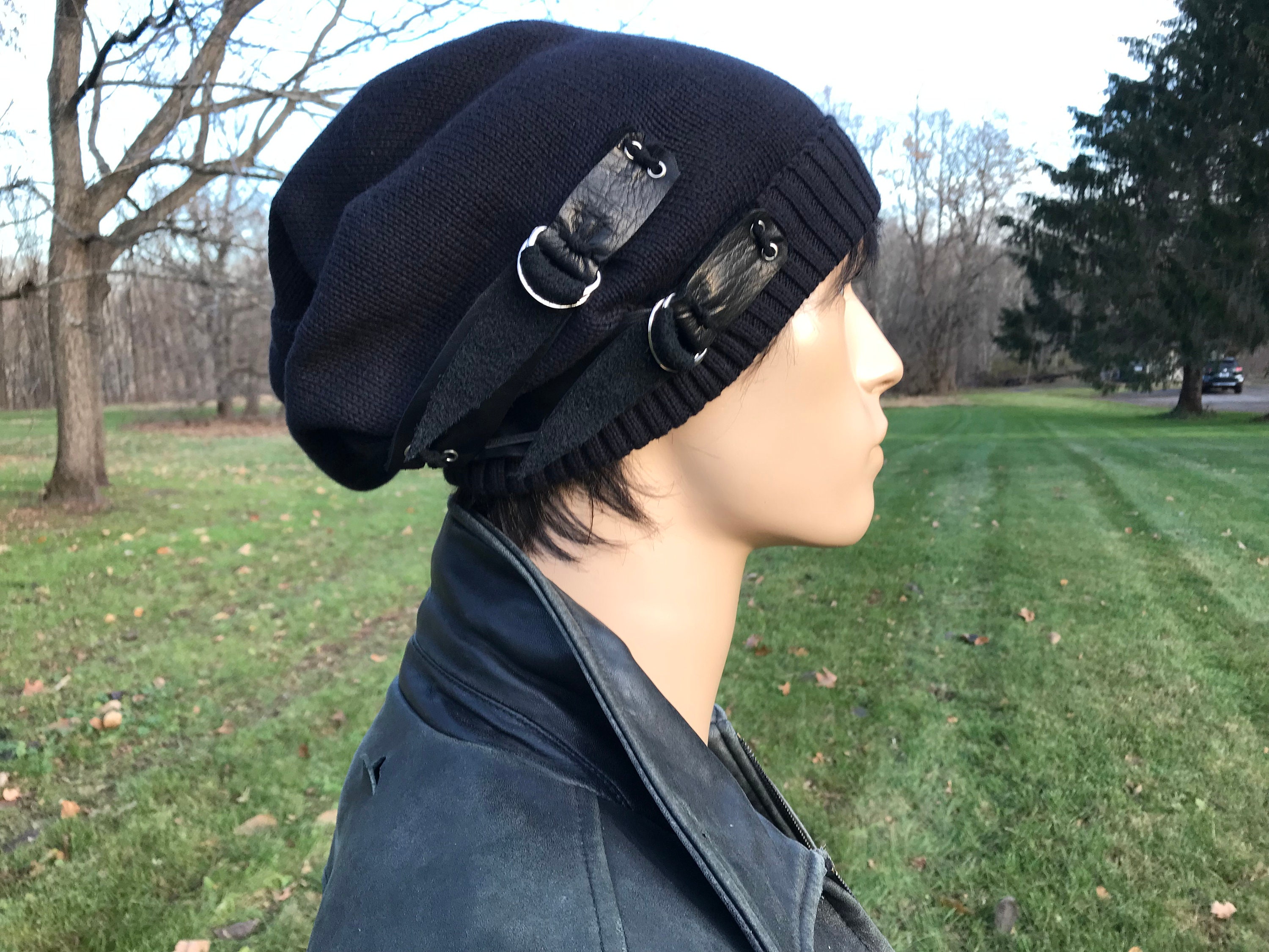 Men's Hats Streetwear Clothing Slouchy Beanie Hat Black