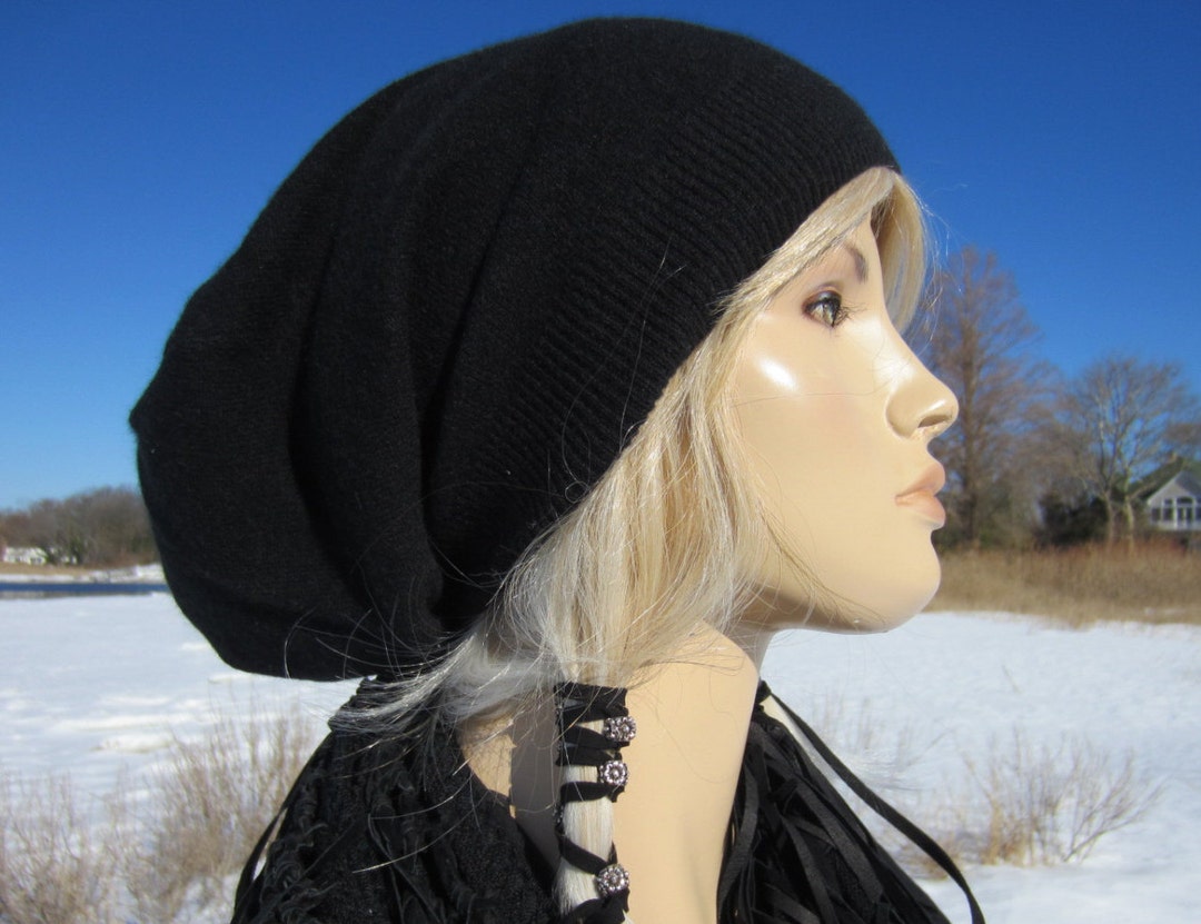 Cashmere Slouchy Beanie Hat Woman display picture 1
