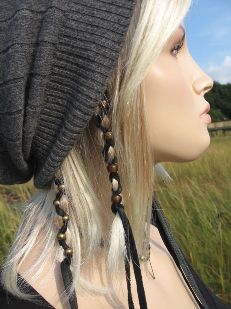 Ponytail Ties Hair Extension Black Leather Hair Wrap With Etsy