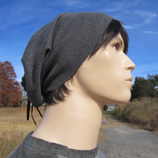 Mens Slouch Beanie Cashmere Gray Artist Style Slouchy Beanies Charcoal Grey Tam A792