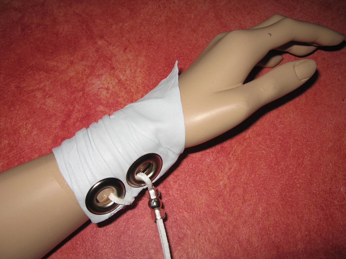 White Leather Cuff Bracelet Leather Jewelry Wristband Wrist Etsy
