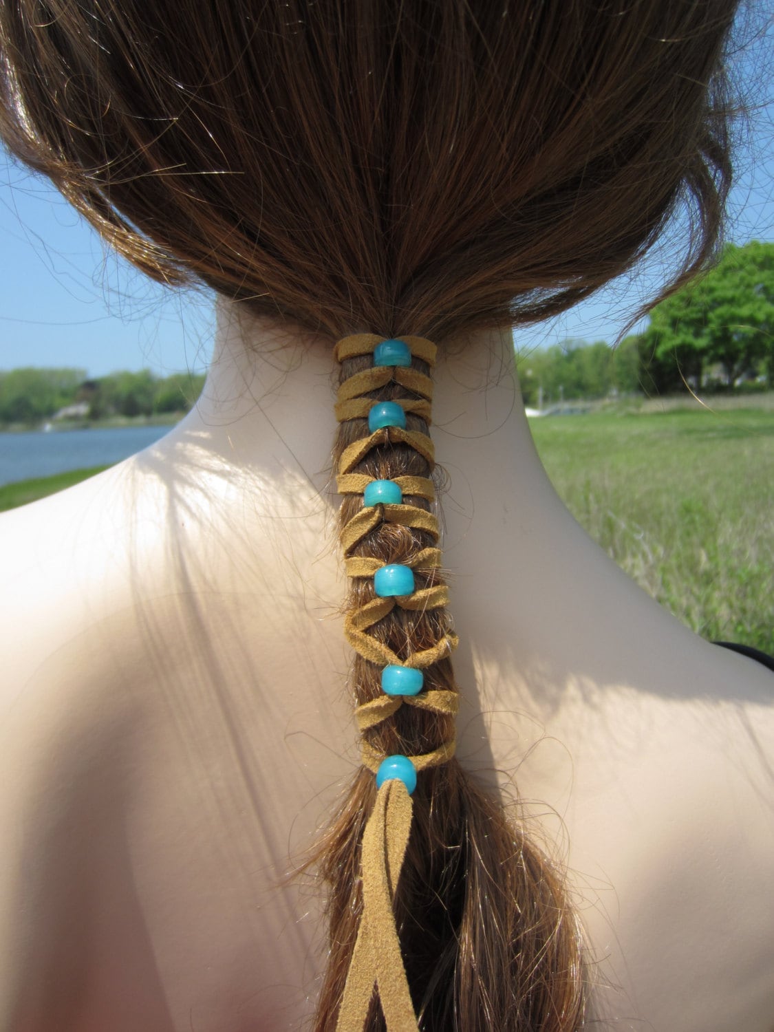 2 Suede Hair Wraps Ponytail Holders Beaded Bead Braid in - Etsy 2 Suede Hair Wraps Ponytail Holders Beaded Bead Braid in - Etsy