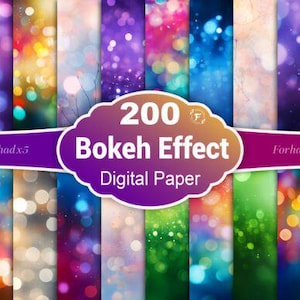 200 Bokeh Digital Paper Backgrounds – Soft Light Glow JPG Bundle – 3000x2000 Pixels – Dreamy Texture for Crafts & Design