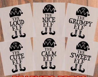 Elf Christmas DTF Transfer • Choose Design & Color