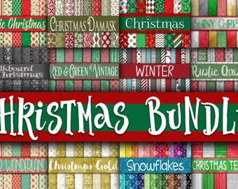 Christmas Digital Paper Bundle: Holiday Textures & Patterns (12x12" JPG)