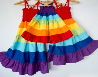 rainbow colour dress for baby girl