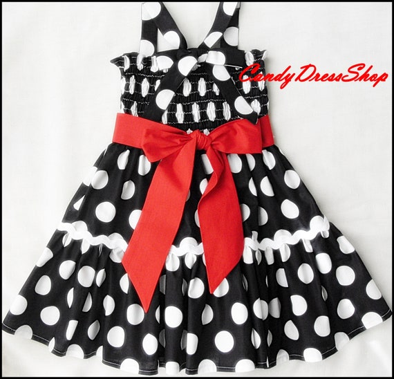 baby black and white polka dot dress