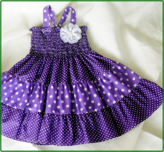 Girls Purple dress Purple and white polka-dot dress for | Etsy