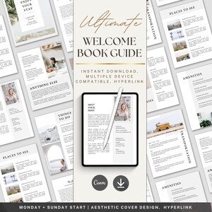 Welcome Book Guide Template | Editable Airbnb Host Manual | Canva Guest Info Binder | House Rules PDF | Digital Vacation Rental Guide