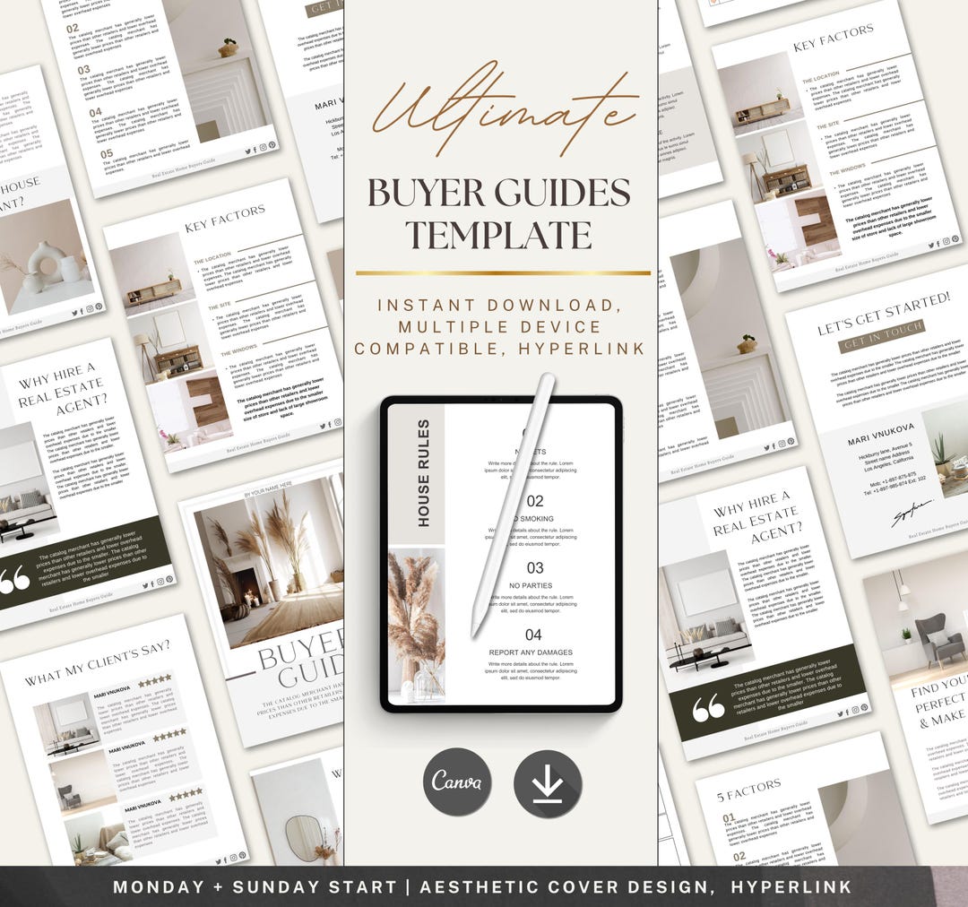 Buyer Guide Template | Editable Canva Real Estate Welcome Packet | Client Info Brochure | Home ...