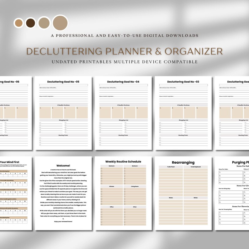Decluttering Planner | Editable Canva Home Organization Template ...