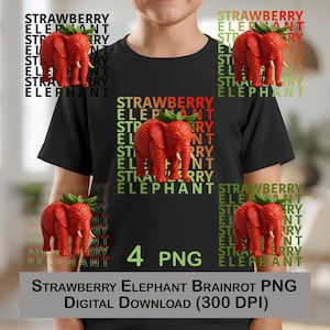 Strawberry Elephant Meme PNG Clipart Bundle (Digital Download)